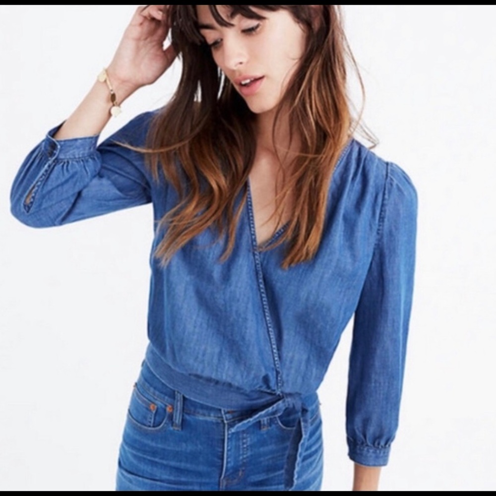 Madewell Chambray/Denim wrap top